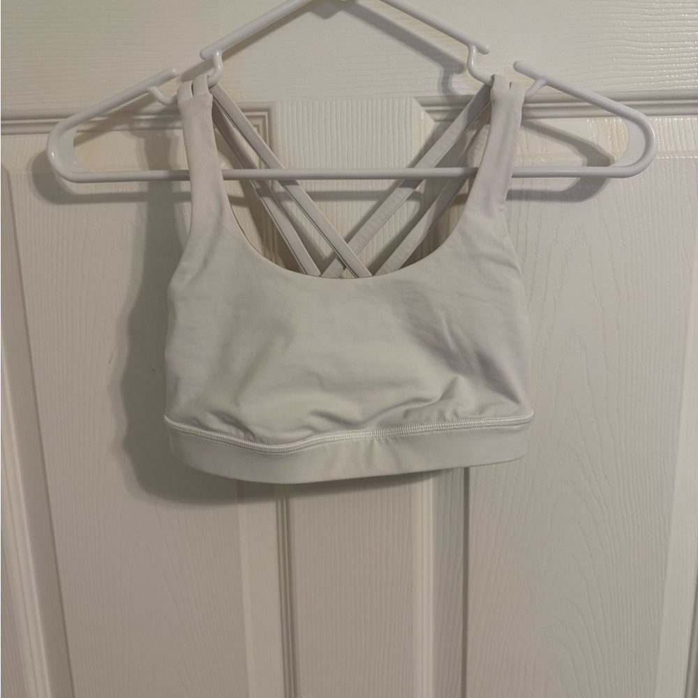 Lululemon white Cross-Back Energy Long Line Sports Bra 2